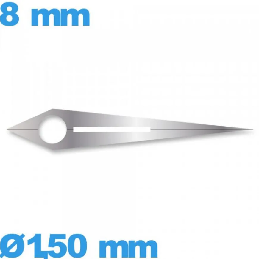 Aiguille argenté seule diam : 1,50 mm long : 8 mm cadran central des heures phosphorescente