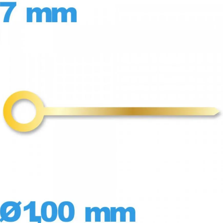 Aiguille cadran central des heures seule Ø1,00 mm taille : 7mm mouvement de montre - doré