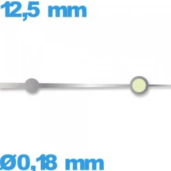 Aiguille cadran central (seconde) de marque Horotec à l'unité  Ø0,18 mm  taille : 12,5 mm luminescente de mouvement  - argenté