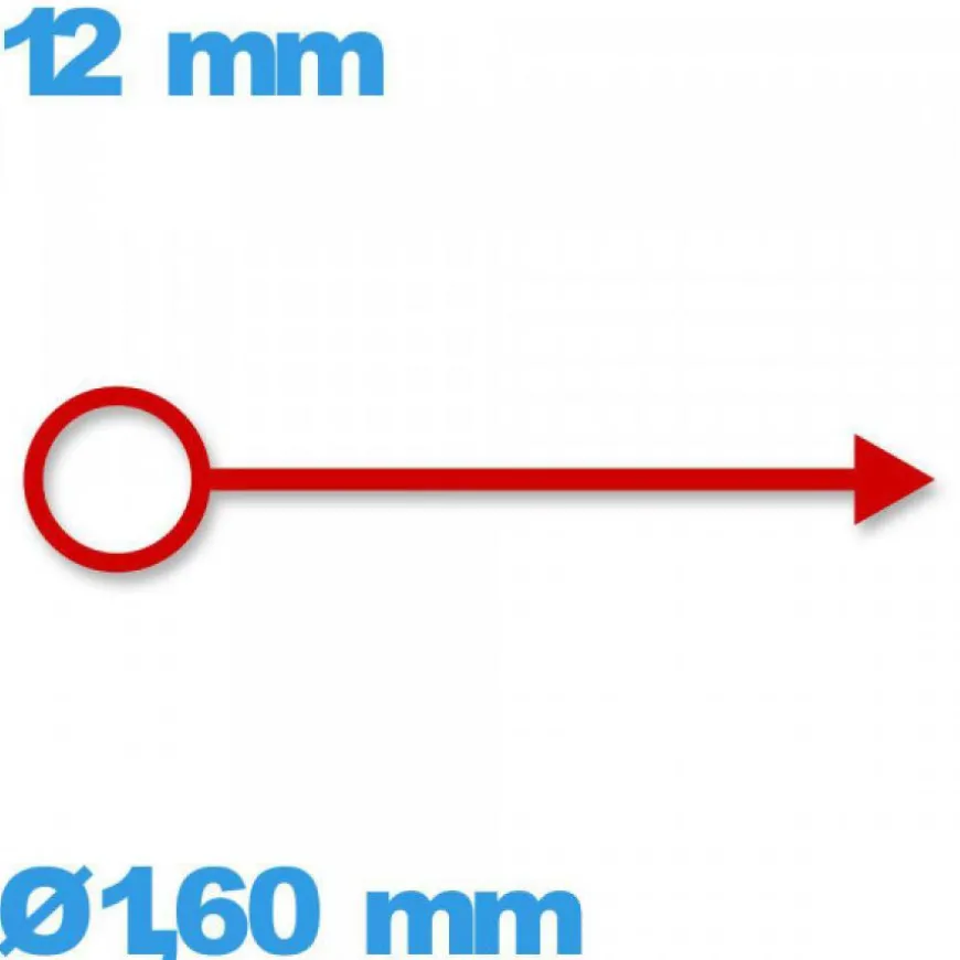 Aiguille cadran principal (heure) diam : 1,00 mm taille : 12 mm luminescente mouvement - rouge