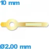 Aiguille des heures marque Horotec seule  Ø2,00 mm long : 10mm  phosphorescente de mouvement montre - doré