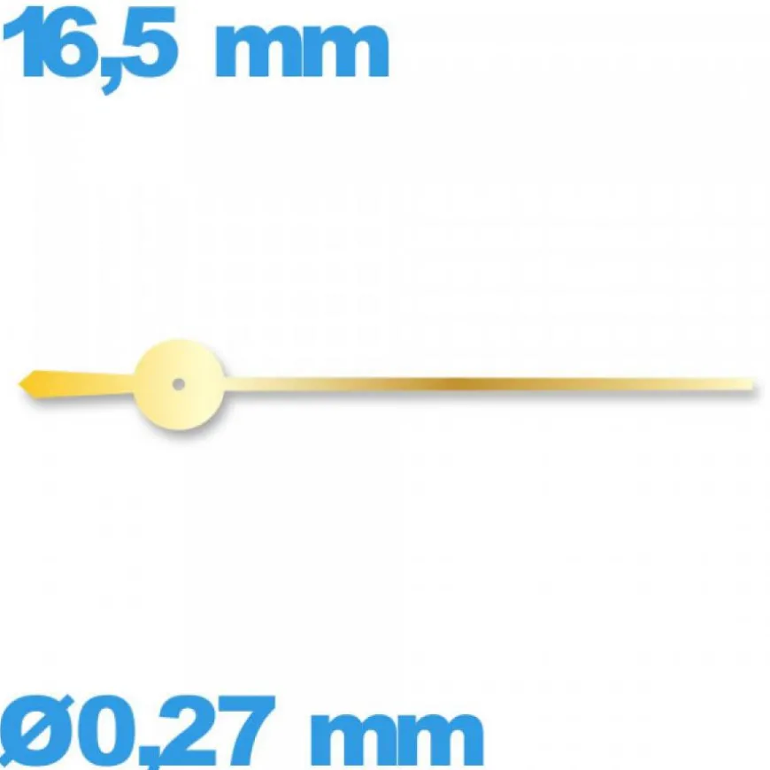 Aiguille des secondes doré mouvement Suisse diamètre : 0,27 mm taille : 16.5 mm