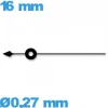Aiguille des secondes à l'unité  Ø0,27 mm  taille : 16mm pour mouvement  - noir