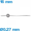 Aiguille des secondes seule  Ø0,27 mm long : 16mm  pour mouvement  - argenté