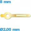 Aiguille  diamètre : 2,00mm long : 8mm  luminescente cadran principal (heure) doré  montre seule Horotec
