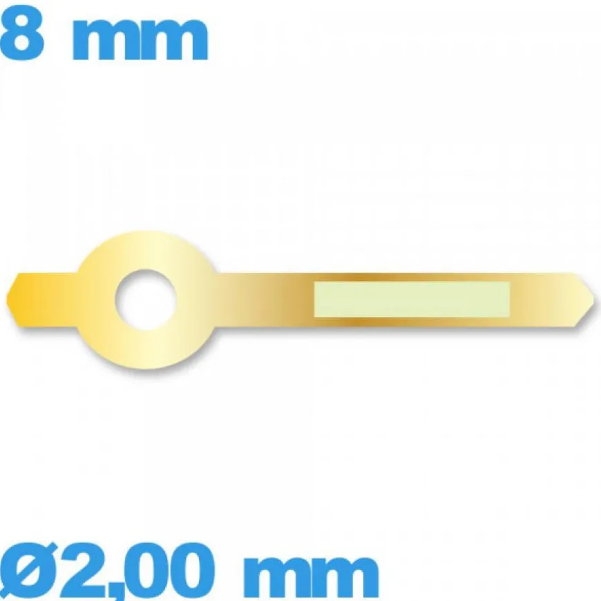 Aiguille diamètre : 2,00mm long : 8mm luminescente cadran principal (heure) doré montre seule Horotec
