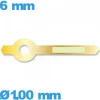 Aiguille  diamètre : 1,00mm longueur : 6 mm luminescente cadran principal (heure) doré pour mouvement   de marque Horotec