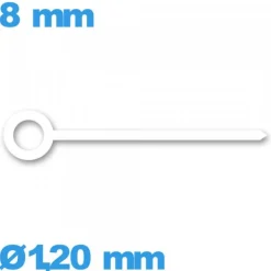 Aiguille  diamètre : 1,20 mm  taille : 8mm des heures blanc pour mouvement  seule
