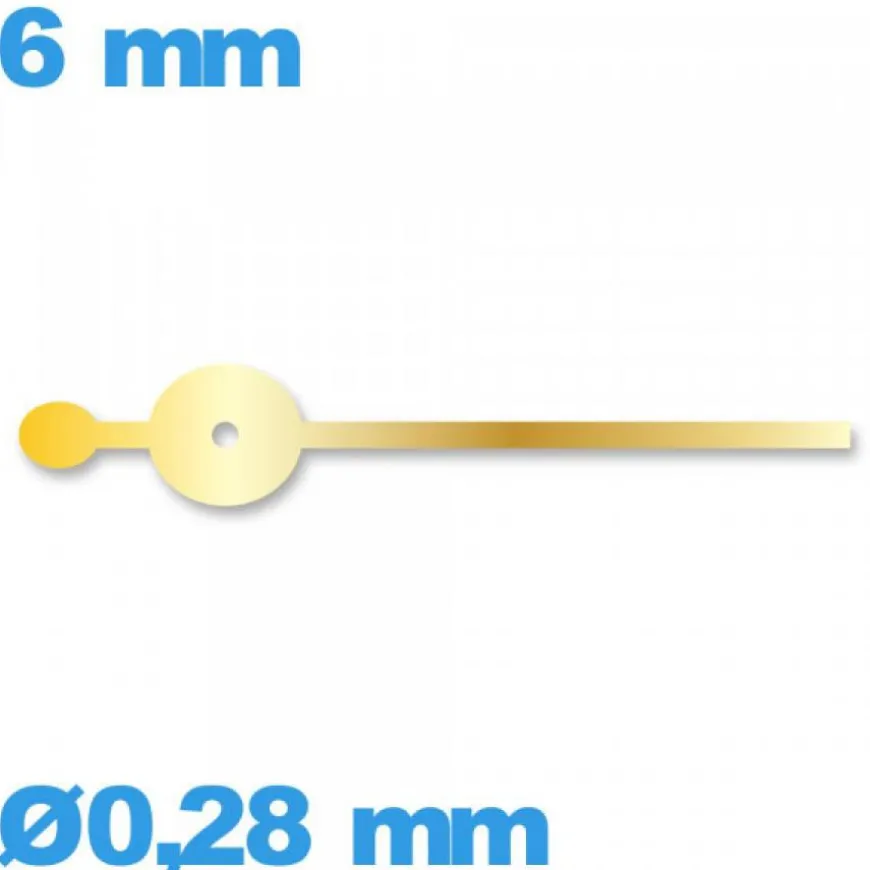 Aiguille doré Ø0,28 mm long : 6 mm sous-cadran mouvement