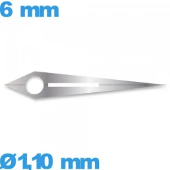 Aiguille (heure) à l'unité  Ø1,10 mm longueur : 6mm lumineuse de mouvement de montre - argenté