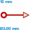 Aiguille (heure) à l'unité   taille : 12mm pour mouvement  - rouge