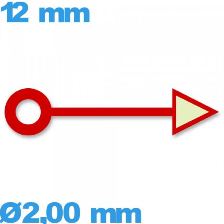 Aiguille (heure) à l'unité taille : 12mm pour mouvement - rouge