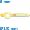 Aiguille (heure) marque Horotec seule diam : 1,10mm  longueur : 6mm luminescente mouvement  - doré