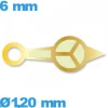 Aiguille Horotec doré  diamètre : 1,20 mm long : 6 mm  cadran central (heure)  de montre lumineuse nuit