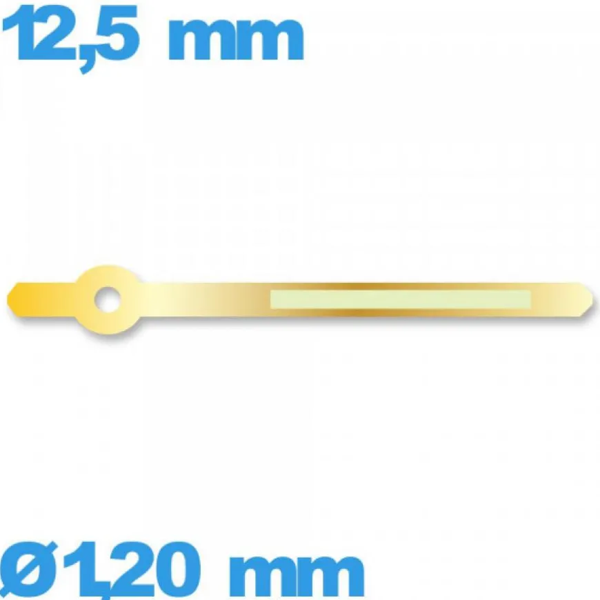 Aiguille Horotec doré seule diamètre : 1,20mm long : 12.5 mm des minutes de mouvement montre luminescente