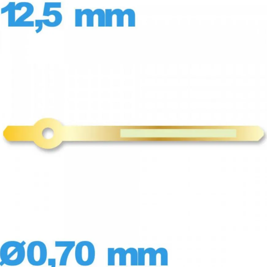 Aiguille Horotec doré seule Ø0,70 mm taille : 12.5mm des minutes pour mouvement lumineuse