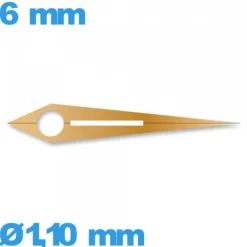 Aiguille luminescente des heures cadran principal or rose de mouvement  seule  diamètre : 1,10 mm longueur : 6mm