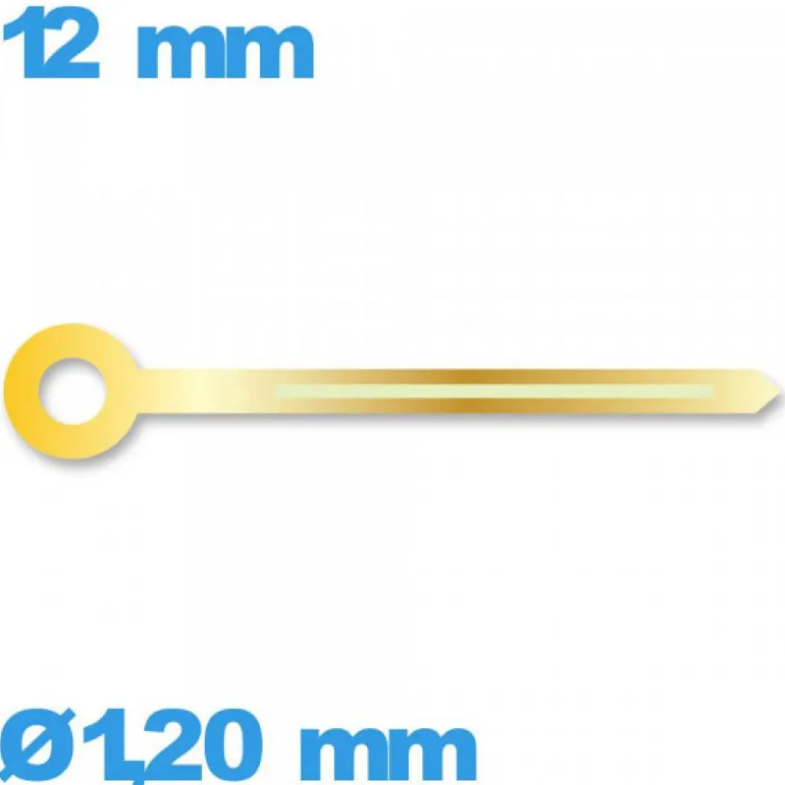 Aiguille luminescente (minute) doré pour mouvement seule Suisse Ø1,20 mm longueur : 12mm