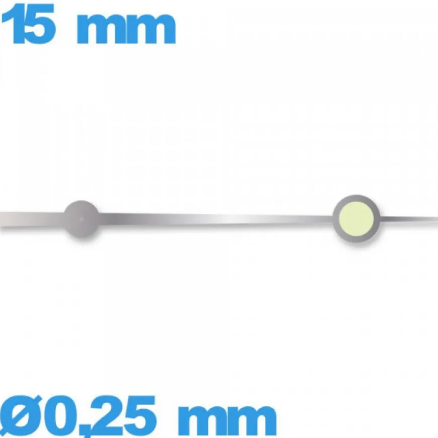 Aiguille lumineuse des secondes Horotec argenté mouvement Suisse long : 15mm