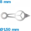 Aiguille lumineuse (heure) cadran central de marque Horotec argenté pour mouvement de montre à l'unité Suisse diam : 1,50mm  lon
