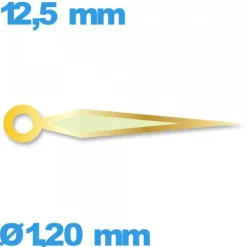 Aiguille lumineuse (minute) cadran principal doré pour mouvement de montre seule Suisse  Ø1,20 mm longueur : 12.5 mm