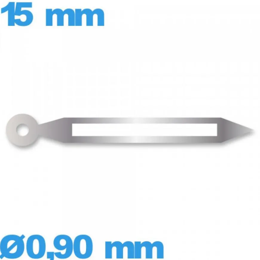 Aiguille lumineuse (minute) Horotec argenté pour mouvement à l'unité Suisse diam : 0,90mm taille : 15 mm