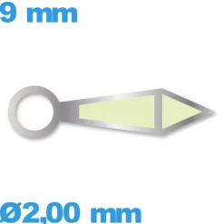 Aiguille lumineuse nuit (heure) argenté pour mouvement de montre seule  diam : 2,00mm