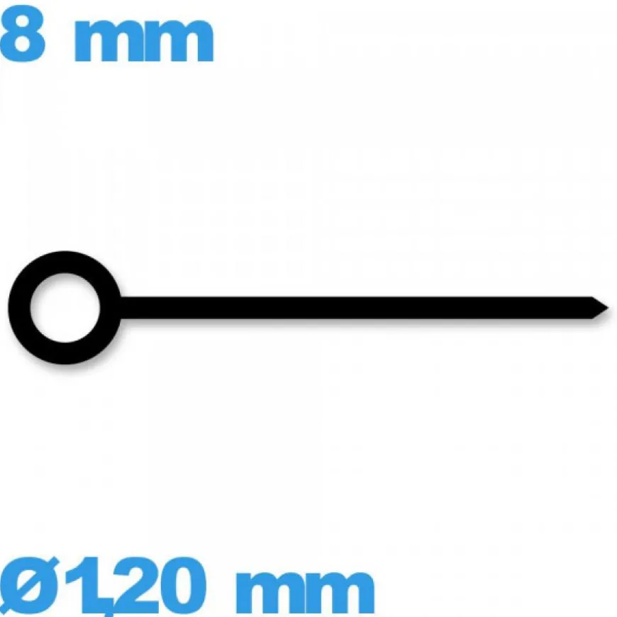 Aiguille à l'unité noir Ø1,20 mm longueur : 8 mm (heure)