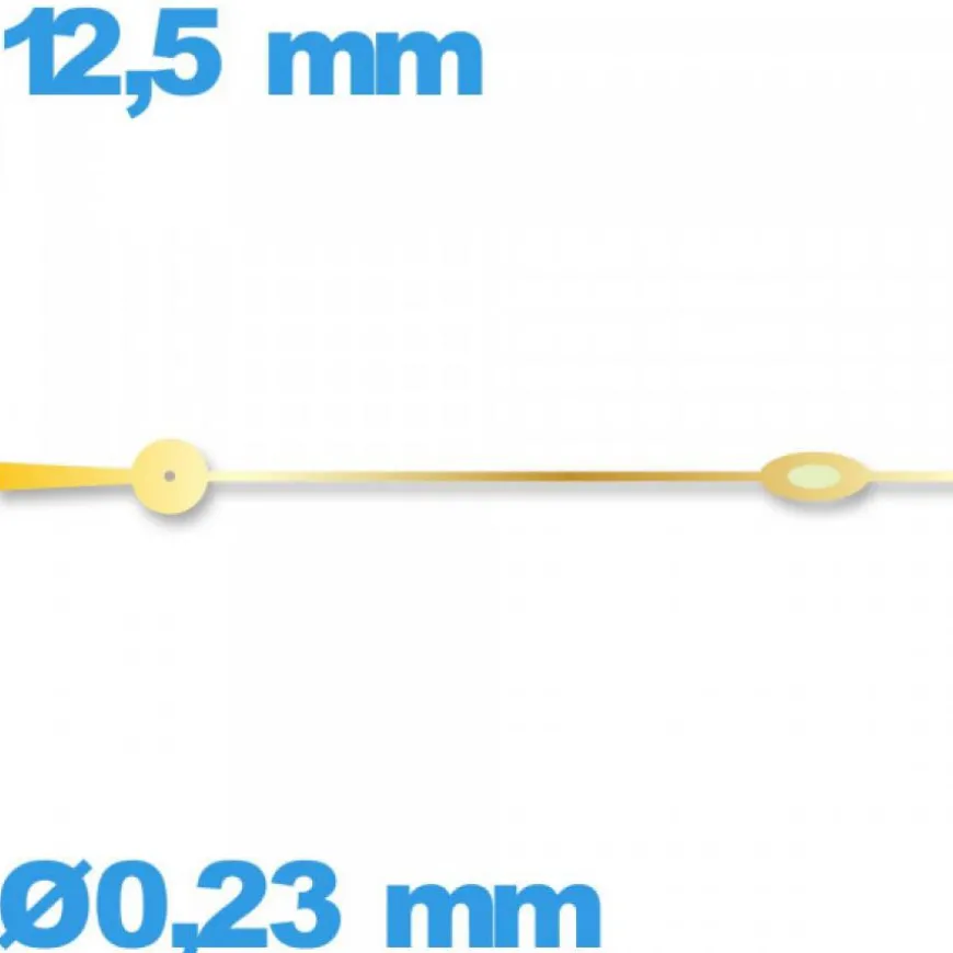 Aiguille à l'unité phosphorescente doré diamètre : 0,23 mm taille : 12,5 mm Horotec des secondes