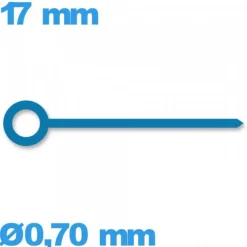 Aiguille à l'unité pour mouvement  bleu  Ø0,70 mm longueur : 17mm (minute)