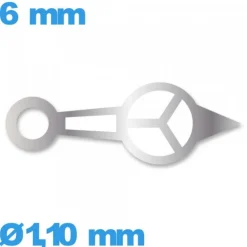 Aiguille à l'unité pour mouvement  lumineuse argenté diam : 1,10mm   taille : 6 mm Horotec cadran central des heures