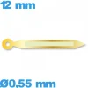 Aiguille à l'unité pour mouvement montre lumineuse doré diamètre : 0,55mm longueur : 12 mm marque Horotec (minute) Suisse