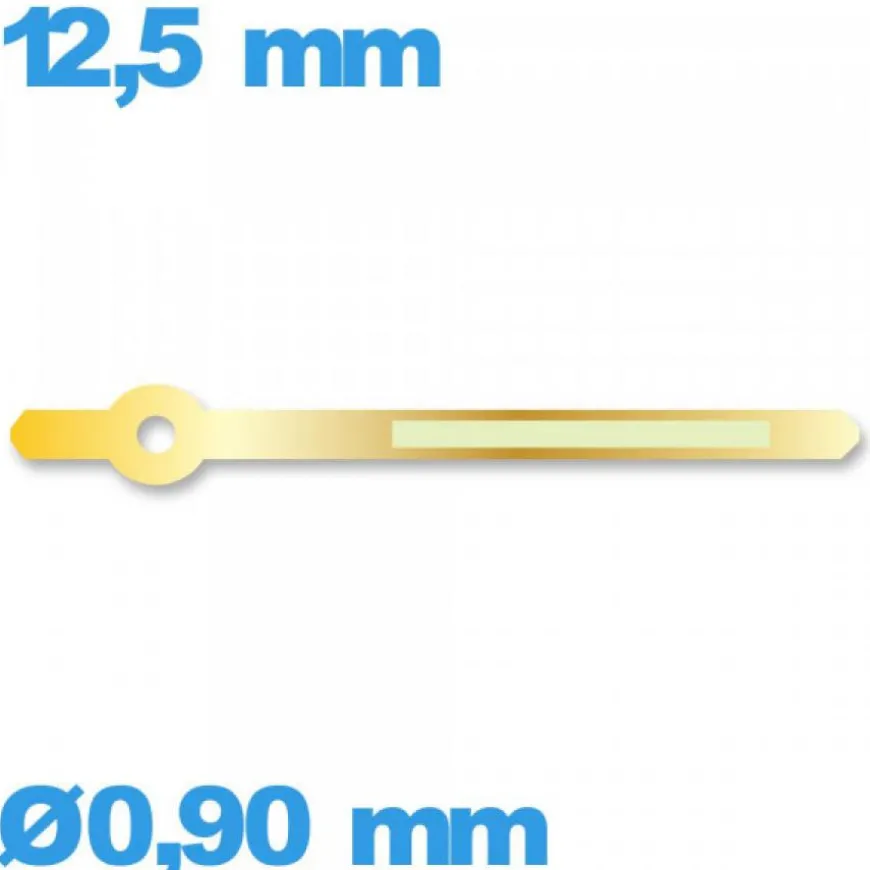 Aiguille marque Horotec doré Ø0,90 mm long : 12.5 mm cadran central des minutes de montre luminescente