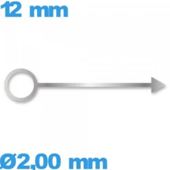 Aiguille   Ø2,00 mm long : 12mm  lumineuse nuit cadran central des heures argenté mouvement de montre seule