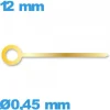 Aiguille   Ø0,45 mm longueur : 12mm cadran principal (minute) doré  de montre