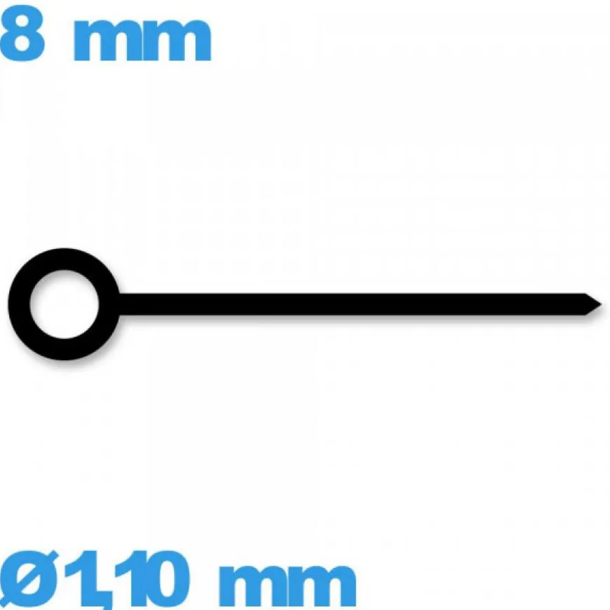 Aiguille noir Ø1,10 mm long : 8mm cadran principal des heures pour mouvement montre
