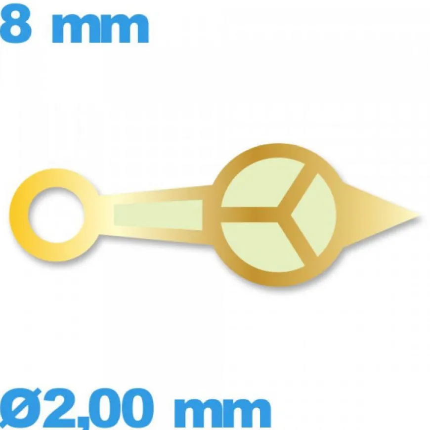 Aiguille phosphorescente des heures cadran central de marque Horotec doré de mouvement montre à l'unité diamètre : 2,00mm longu