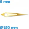 Aiguille phosphorescente (heure) doré pour mouvement montre seule   Ø1,50 mm long : 6mm