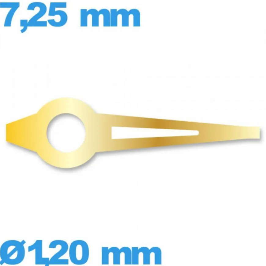 Aiguille pour mouvement de montre luminescente doré Ø1,20 mm longueur : 7.25 mm marque Horotec des heures Suisse