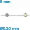 Aiguille  pour mouvement montre lumineuse argenté diam : 0,20 mm  long : 9mm  cadran principal (seconde)