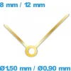 2 Aiguilles  cadran central doré (Ø1,50 mm / Ø0,90 mm) pour mouvement de montre