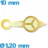 Aiguille seule mouvement  phosphorescente doré diam : 1,20mm  long : 10 mm  de marque Horotec (heure)