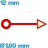 Aiguille seule mouvement  rouge  long : 12mm  (heure) -
