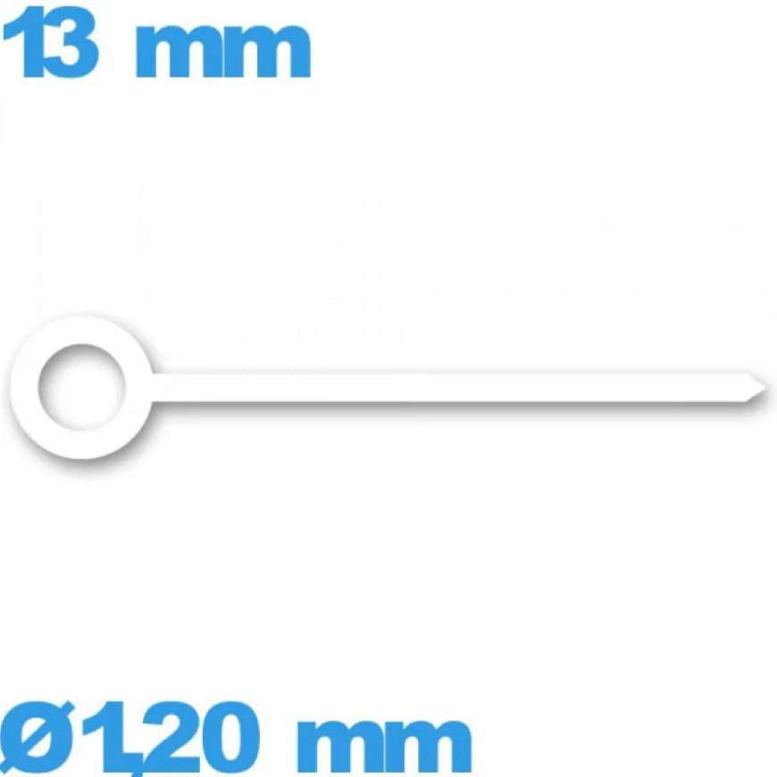 Aiguille seule pour mouvement de montre blanc taille : 13 mm cadran principal (heure)