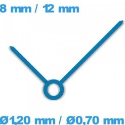 2 Aiguilles  montre (Ø1,20 mm / Ø0,70 mm) bleu (Ø1,20 mm / Ø0,70 mm) cadran central