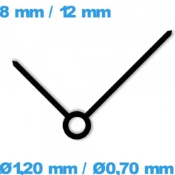 2 Aiguilles pour mouvement  (Ø1,20 mm / Ø0,70 mm) noir (Ø1,20 mm / Ø0,70 mm)