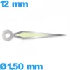 Aiguille Suisse diamètre : 1,50 mm longueur : 12 mm lumineuse (minute) argenté pour mouvement  à l'unité
