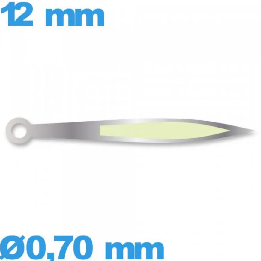 Aiguille Suisse Ø0,70 mm longueur : 12 mm lumineuse (minute) argenté pour mouvement