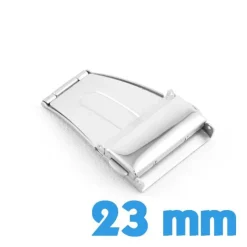 Attache 23 mm argenté acier inoxydable déployant bouton