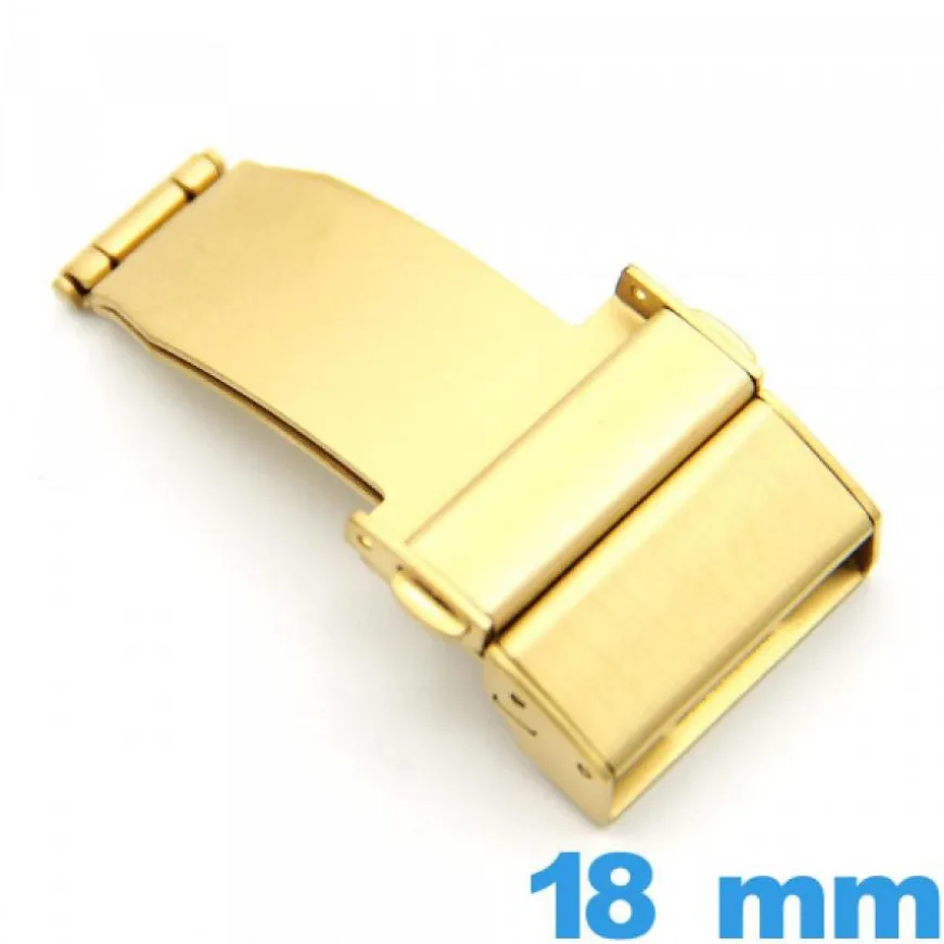 Attache 18 mm Doré Acier déployant bouton
